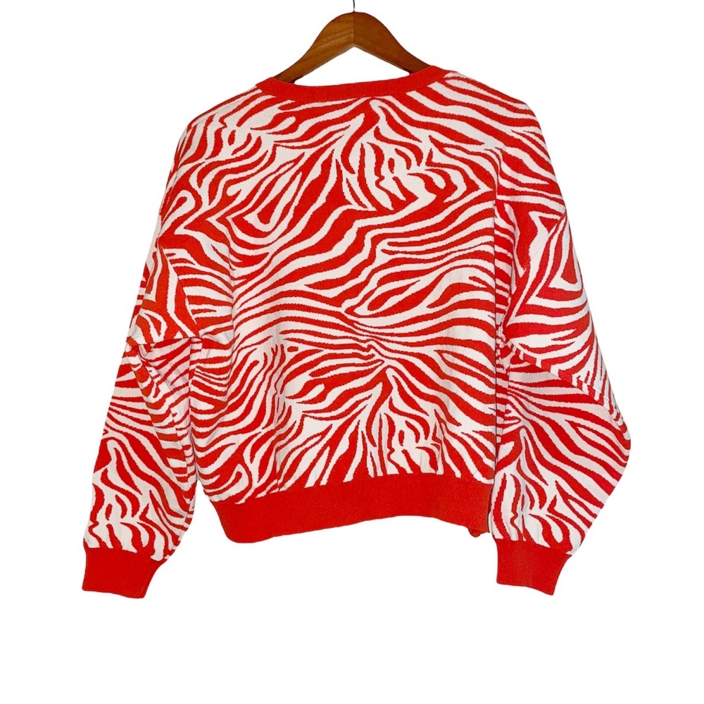 NWT Zara Zebra Orange Sweater Jacket Cardigan  Medium - Picture 4 of 12
